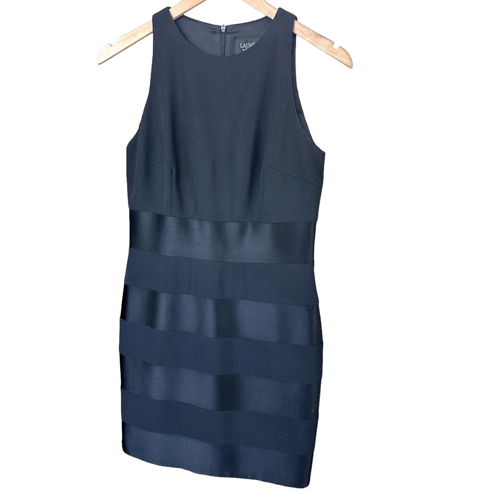 Laundry by Shelli Segal Petites Black Satin Striped cocktail dress Size 8P